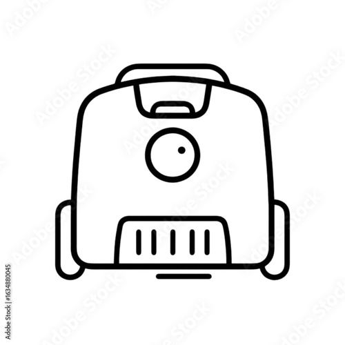 Robot vacuum cleaner in minimalist design with line art style  