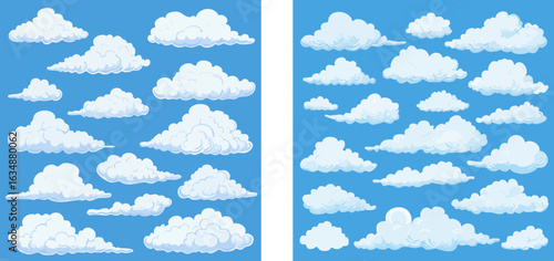 Cartoon Cloud Collection Various Shapes and Sizes.