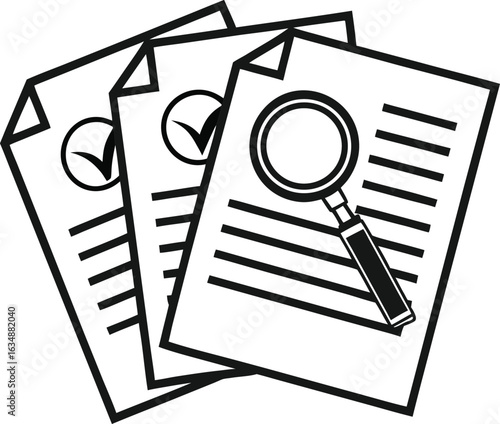 Clipboard with pencil and magnifier vector illustration for business and office planning
