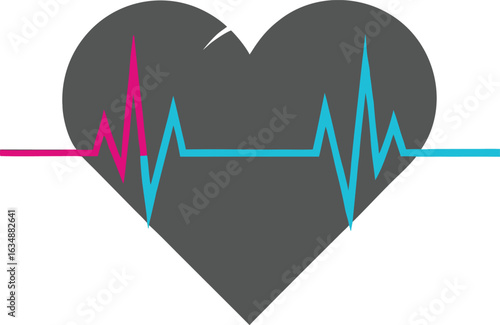 Heart with Heartbeat Graph Symbol Vector Illustration