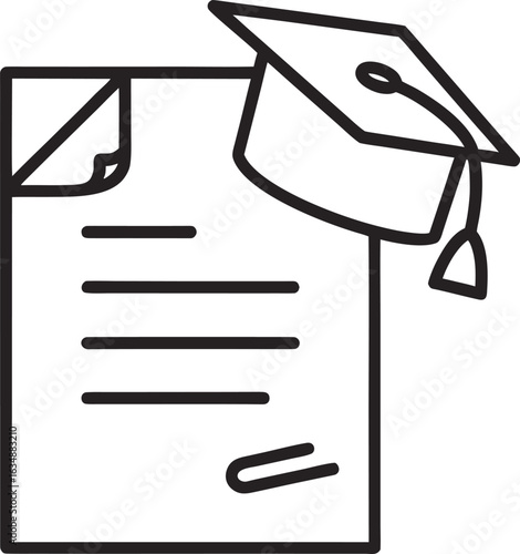 Document Upload with Graduation Cap Icon – Educational File Transfer Symbol