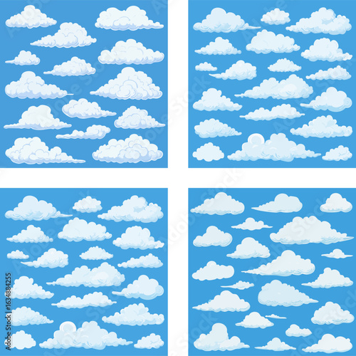 Cartoon Clouds on Blue Sky 4.