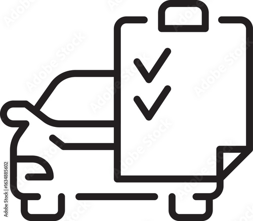 Flat Gradient Vector Icon of Car with Checklist Clipboard for Vehicle Inspection or Pre-Delivery Check Design