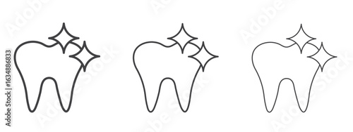 clean tooth icon in line art doodle style. Editable stroke outline sign, eps 10