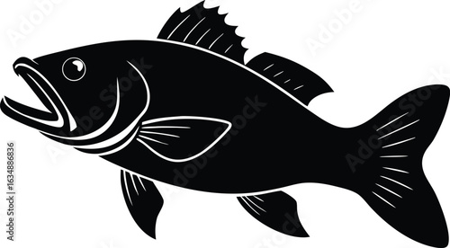largemouth bass fish silhouette vector illustration