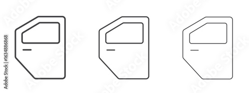 car door icon in line art doodle style. Editable stroke outline sign, eps 10