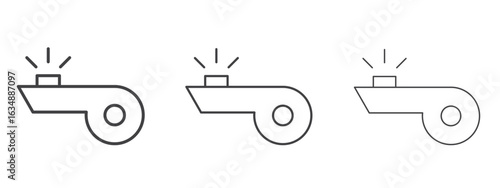 Whistle icon in line art doodle style. Editable stroke outline sign, eps 10