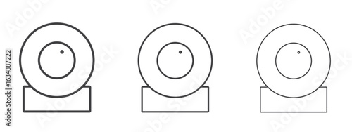 Web camera icon in line art doodle style. Editable stroke outline sign, eps 10