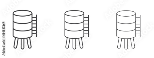 Water tank icon in line art doodle style. Editable stroke outline sign, eps 10