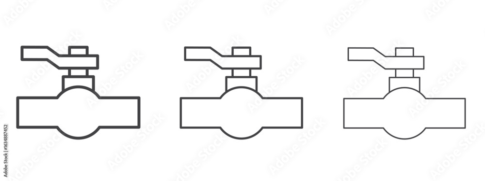 Fototapeta premium Valve icon in line art doodle style. Editable stroke outline sign, eps 10