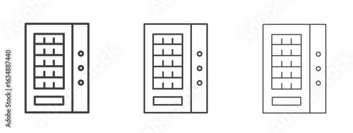 Vending machine icon in line art doodle style. Editable stroke outline sign, eps 10