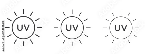 UV icon in line art doodle style. Editable stroke outline sign, eps 10