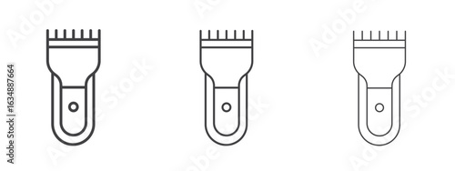 Trimmer icon in line art doodle style. Editable stroke outline sign, eps 10