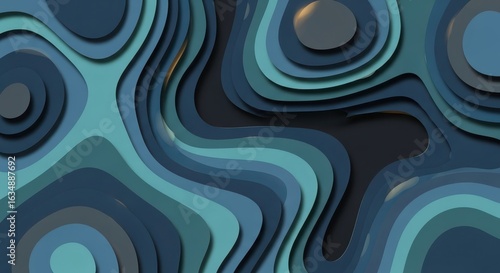 Abstract Topographic Contour: A dynamic, multi-layered illustration depicting an abstract topographic map, featuring undulating contours, simulating depth.