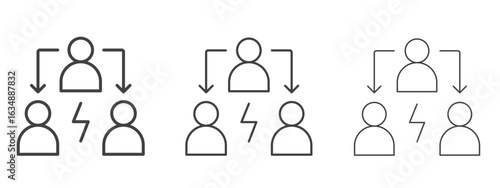 Third party icon in line art doodle style. Editable stroke outline sign, eps 10