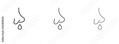Stuffy nose icon in line art doodle style. Editable stroke outline sign, eps 10