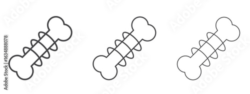 Strong healthy bones icon in line art doodle style. Editable stroke outline sign, eps 10