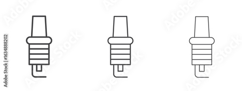 Spark plug icon in line art doodle style. Editable stroke outline sign, eps 10