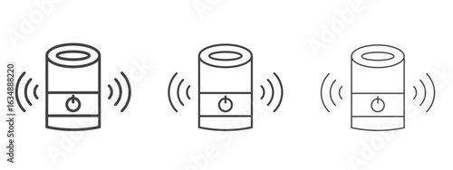Smart speaker icon in line art doodle style. Editable stroke outline sign, eps 10