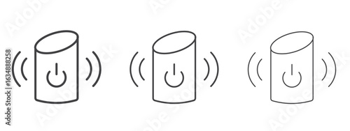 Smart speaker icon in line art doodle style. Editable stroke outline sign, eps 10