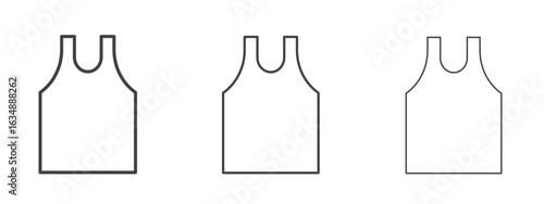 Sleeveless shirt icon in line art doodle style. Editable stroke outline sign, eps 10