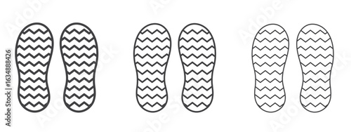 Shoe print icon in line art doodle style. Editable stroke outline sign, eps 10