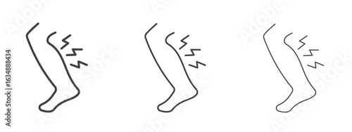 Shin pain icon in line art doodle style. Editable stroke outline sign, eps 10