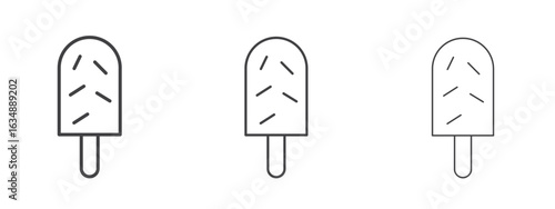 Popsicle icon in line art doodle style. Editable stroke outline sign, eps 10