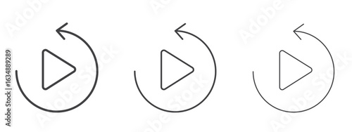Playback icon in line art doodle style. Editable stroke outline sign, eps 10