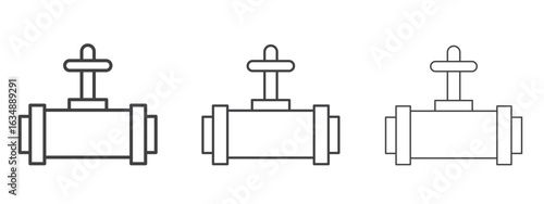 Pipe valve icon in line art doodle style. Editable stroke outline sign, eps 10