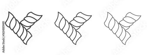 Pasta icon in line art doodle style. Editable stroke outline sign, eps 10