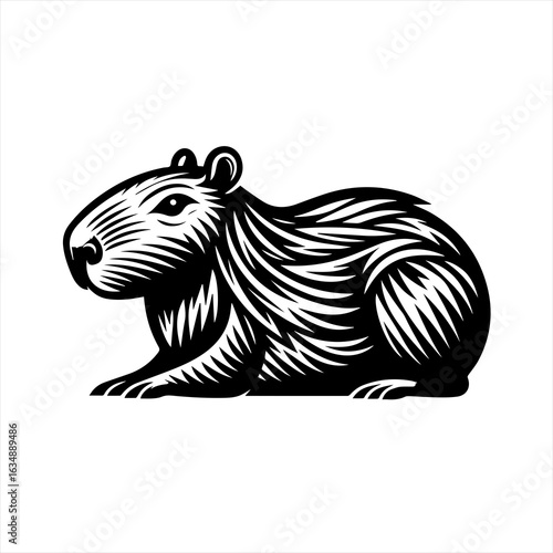 Wallpaper Mural Stylized Black and White Capybara Illustration. Torontodigital.ca