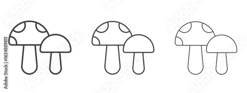 Mushrooms icon in line art doodle style. Editable stroke outline sign, eps 10