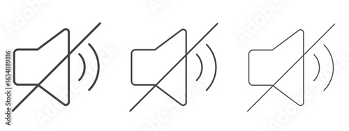 Mute sound icon in line art doodle style. Editable stroke outline sign, eps 10