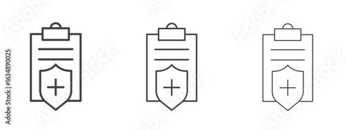 Medical insurance icon in line art doodle style. Editable stroke outline sign, eps 10