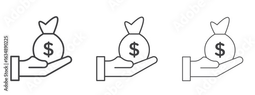 loan icon in line art doodle style. Editable stroke outline sign, eps 10