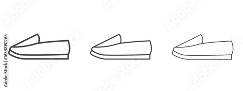 Loafer icon in line art doodle style. Editable stroke outline sign, eps 10