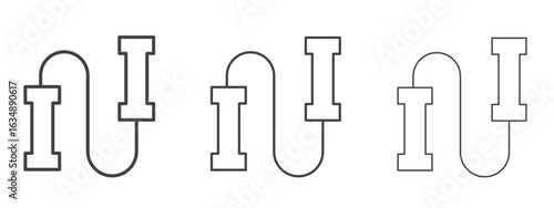 Jump rope icon in line art doodle style. Editable stroke outline sign, eps 10