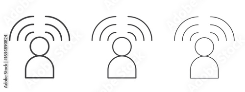 Influencer icon in line art doodle style. Editable stroke outline sign, eps 10