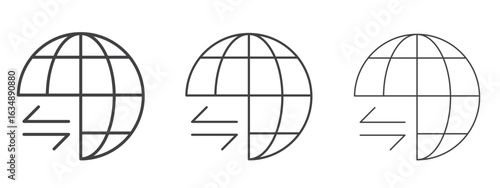 Import and export icon in line art doodle style. Editable stroke outline sign, eps 10