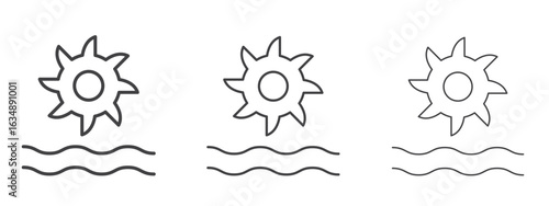 Hydro power icon in line art doodle style. Editable stroke outline sign, eps 10