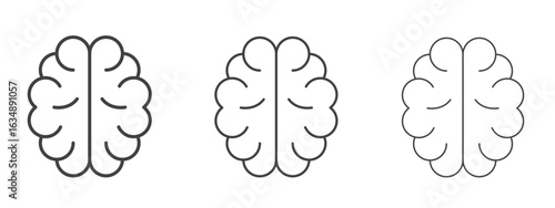 Human brain icon in line art doodle style. Editable stroke outline sign, eps 10