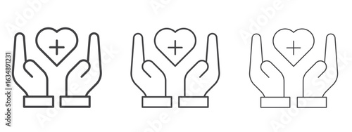 Health insurance icon in line art doodle style. Editable stroke outline sign, eps 10