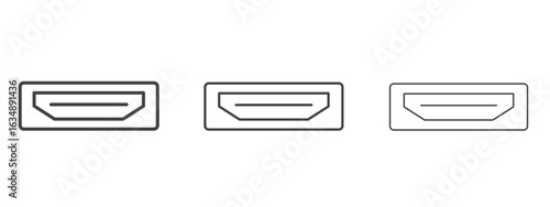 HDMI icon in line art doodle style. Editable stroke outline sign, eps 10