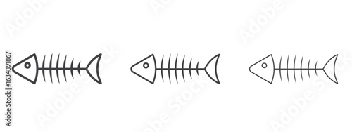 Fishbone icon in line art doodle style. Editable stroke outline sign, eps 10