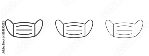 Face mask icon in line art doodle style. Editable stroke outline sign, eps 10