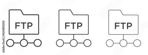 FTP icon in line art doodle style. Editable stroke outline sign, eps 10
