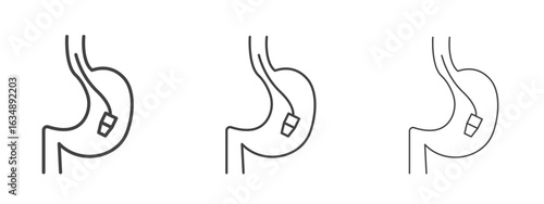 Endoscopy icon in line art doodle style. Editable stroke outline sign, eps 10