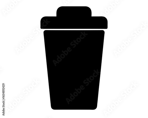 Wallpaper Mural Minimalistic Black Trash Can Icon with Lid for Waste Management Design Torontodigital.ca