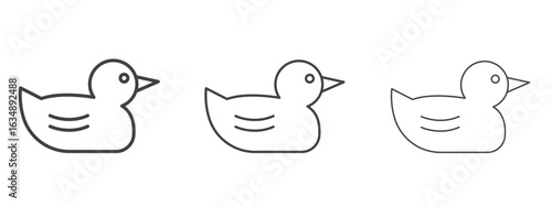 Duck icon in line art doodle style. Editable stroke outline sign, eps 10